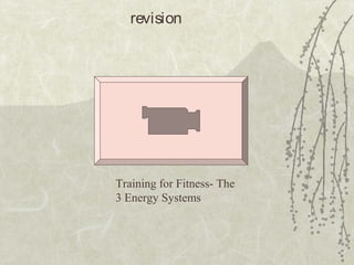 revision
Training for Fitness- The
3 Energy Systems
 
