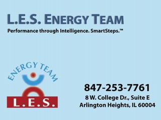 L.E.S. Energy Team Performance through Intelligence. SmartSteps.™ 847-253-7761 8 W. College Dr., Suite E Arlington Heights, IL 60004 