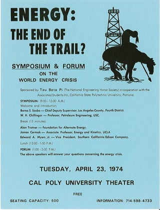 Energy  The End Of The Trail Cal Poly Poster 1973