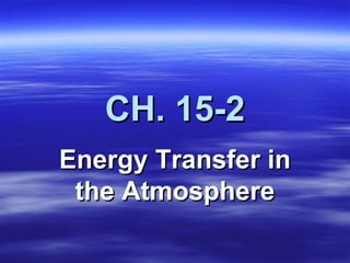 CH. 15-2
Energy Transfer in
the Atmosphere

 