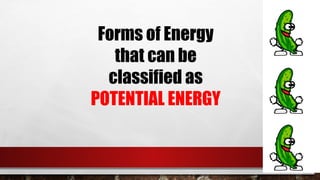 Forms of Energy
that can be
classified as
POTENTIAL ENERGY
 