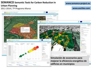 www.semanco-project.eu
www.eecities.com
SEMANCO Semantic Tools for Carbon Reduction in
Urban Planning
2011-2014 / 7º Progr...