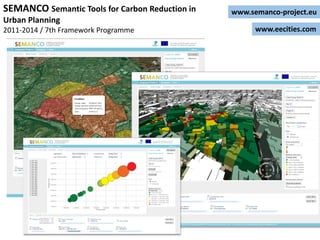 www.semanco-project.eu
www.eecities.com
SEMANCO Semantic Tools for Carbon Reduction in
Urban Planning
2011-2014 / 7th Fram...