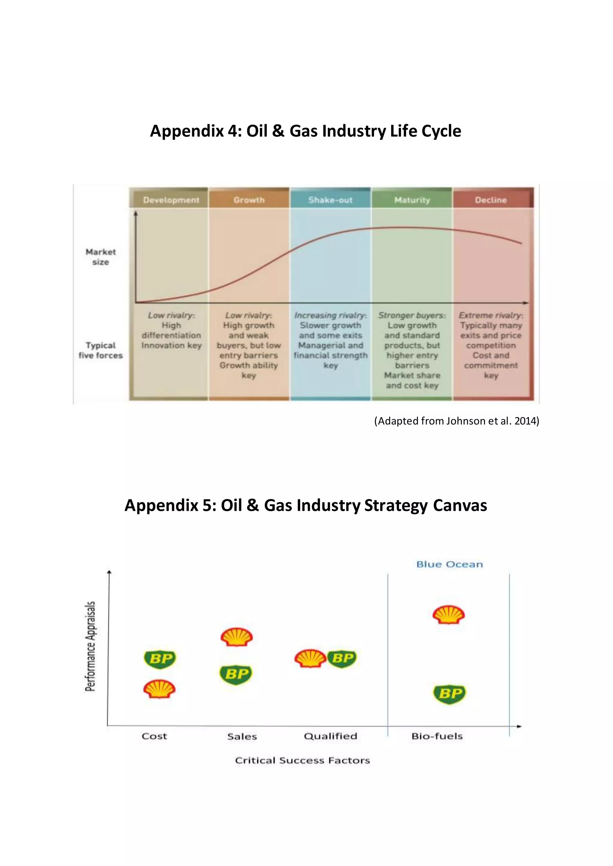 Appendix 4: Oil & Gas Industry Life Cycle
(Adapted from Johnson et al. 2014)
Appendix 5: Oil & Gas Industry Strategy Canvas
 