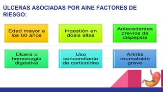 ÚLCERAS ASOCIADAS POR AINE FACTORES DE
RIESGO:
 