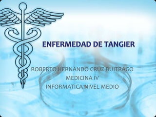 ENFERMEDAD DE TANGIER ROBERTO HERNANDO CRUZ BUITRAGO MEDICINA IV INFORMATICA NIVEL MEDIO 