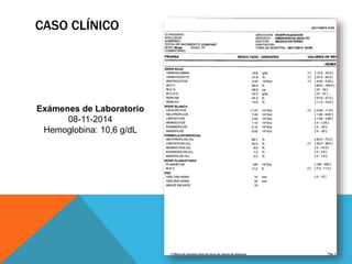 CASO CLÍNICO
Exámenes de Laboratorio
08-11-2014
Hemoglobina: 10,6 g/dL
 