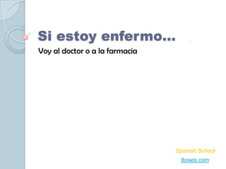 Si estoy enfermo…
Voy al doctor o a la farmacia

Spanish School
Ibowis.com

 