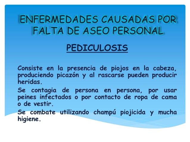 Enfermedades causadas por falta de aseo personal | PPT