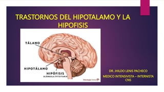 TRASTORNOS DEL HIPOTALAMO Y LA
HIPOFISIS
DR. JHILDO LENIS PACHECO
MEDICO INTENSIVISTA – INTERNISTA
CNS
 