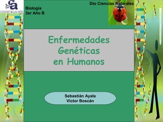 Dto Ciencias Naturales
Biología
3er Año B

Enfermedades
Genéticas
en Humanos

Sebastián Ayala
Víctor Boscán

 