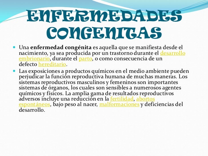 Enfermedades geneticas y congenitas
