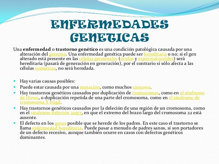 Enfermedades geneticas y congenitas