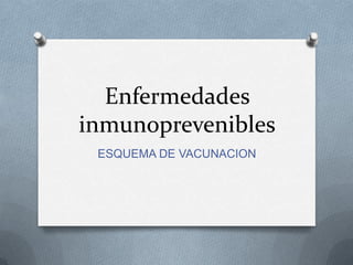Enfermedades
inmunoprevenibles
ESQUEMA DE VACUNACION

 