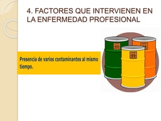 4. FACTORES QUE INTERVIENEN EN
LA ENFERMEDAD PROFESIONAL
 