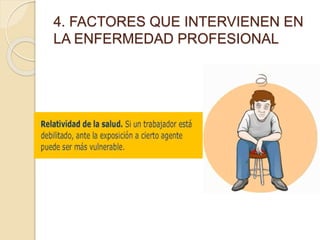 4. FACTORES QUE INTERVIENEN EN
LA ENFERMEDAD PROFESIONAL
 