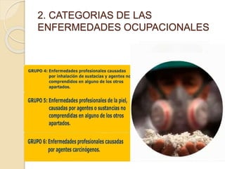 2. CATEGORIAS DE LAS
ENFERMEDADES OCUPACIONALES
 