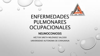 ENFERMEDADES
PULMONARES
OCUPACIONALES
NEUMOCONIOSIS
HÉCTOR SIRETH MELÉNDEZ SALCIDO
UNIVERSIDAD AUTONOMA DE CHIHUAHUA
 