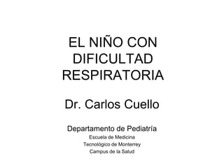 EL NIÑO CON DIFICULTAD RESPIRATORIA Dr. Carlos Cuello Departamento de Pediatría Escuela de Medicina  Tecnológico de Monterrey Campus de la Salud 