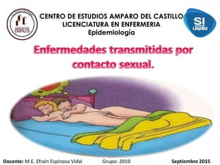 CENTRO DE ESTUDIOS AMPARO DEL CASTILLO
LICENCIATURA EN ENFERMERIA
Epidemiología
Docente: M.E. Efraín Espinosa Vidal Grupo: 2010 Septiembre 2015
 