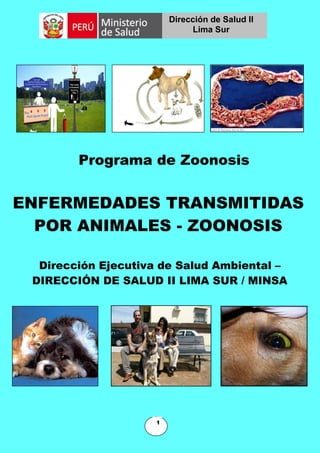 Dirección de Salud II
Lima Sur
ENFERMEDADES TRANSMITIDAS
POR ANIMALES - ZOONOSIS
Programa de Zoonosis
1
Dirección Ejecutiva de Salud Ambiental –
DIRECCIÓN DE SALUD II LIMA SUR / MINSA
 