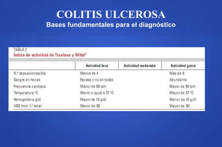COLITIS ULCEROSA
Bases fundamentales para el diagnóstico
 