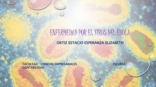 ENFERMEDAD POR EL VIRUS DEL ÉBOLA 
ORTIZ ESTACIO ESPERANZA ELIZABETH 
FACULTAD : CIENCIAS EMPRESARIALES ESCUELA : 
CONTABILIDAD 
 