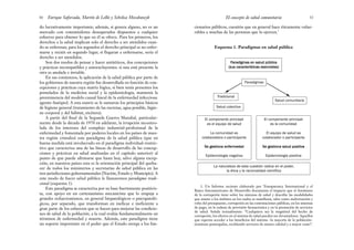 cionarios públicos, cuestión que en general hace éticamente vulne-
rables a muchas de las personas que lo ejercen.1
Esquema 1. Paradigmas en salud pública
51
El concepto de salud comunitaria
do lucrativamente importante; además, si genera alguno, no es un
mercado con consumidores desesperados dispuestos a cualquier
esfuerzo para obtener lo que en él se ofrece. Para los primeros, los
derechos a la salud implican solo el derecho a ser atendidos cuan-
do se enferman, para los segundos el derecho principal es no enfer-
marse y recién en segundo lugar, si llegaran a enfermarse, sería el
derecho a ser atendidos.
Son dos modos de pensar y hacer antitéticos, dos concepciones
y prácticas incompatibles y autoexcluyentes: si una está presente la
otra es anulada e inviable.
En sus comienzos, la aplicación de la salud pública por parte de
los gobiernos de nuestra región fue desarrollada en función de con-
cepciones y prácticas cuya matriz lógica, si bien tenía presentes los
postulados de la medicina social y la epidemiología, mantenía la
preeminencia del modelo causal lineal de la enfermedad infecciosa:
agente–huésped. A esta matriz se le sumaron los principios básicos
de higiene general (tratamiento de las excretas, agua potable, higie-
ne corporal y del hábitat, etcétera).
A partir del final de la Segunda Guerra Mundial, particular-
mente desde la década de 1970 en adelante, la irrupción incontro-
lada de los intereses del complejo industrial-profesional de la
enfermedad y fomentada por poderes locales en los países de nues-
tra región cristalizó este paradigma de la salud pública (que en
buena medida está involucrado en el paradigma individual-restric-
tivo que caracteriza una de las líneas de desarrollo de las concep-
ciones y prácticas en salud analizadas en el capítulo anterior) al
punto de que puede afirmarse que hasta hoy, salvo alguna excep-
ción, en nuestros países esta es la orientación principal del queha-
cer de todos los ministerios y secretarías de salud pública en las
tres jurisdicciones gubernamentales (Nación, Estado y Municipio). A
este modo de hacer salud pública le llamaremos paradigma tradi-
cional (esquema 1).
Este paradigma se caracteriza por su base fuertemente positivis-
ta, con apoyo en un cartesianismo mecanicista que lo empuja a
grandes reduccionismos, en general biopatológicos o psicopatoló-
gicos, por separado, que transforman en ineficaz e ineficiente a
gran parte de los esfuerzos que se hacen para mejorar las condicio-
nes de salud de la población, a la cual evalúa fundamentalmente en
términos de enfermedad y muerte. Además, este paradigma tiene
un soporte importante en el poder que el Estado otorga a los fun-
Enrique Saforcada, Martín de Lellis y Schelica Mozobancyk
50
1. Un Informe reciente elaborado por Transparency International y el
Banco Interamericano de Desarrollo documenta el impacto que el fenómeno
de la corrupción tiene sobre los sistemas de salud y describe las modalidades
que asume o los ámbitos en los cuales se manifiesta, tales como malversación y
robo del presupuesto, corrupción en las contrataciones públicas, en los sistemas
de pago, en la cadena de provisión farmacéutica y en la prestación de servicios
de salud. Señala textualmente: “Cualquiera sea la magnitud del hecho de
corrupción, los efectos en el sistema de salud pueden ser devastadores. Aquellos
que esperan acceder a los beneficios del sistema –la mayoría de la población–
terminan postergados, recibiendo servicios de menor calidad y a mayor costo”.
Paradigmas en salud pública
(sus características esenciales)
Paradigmas
Tradicional
Salud colectiva
Salud comunitaria
El componente principal
es el equipo de salud
La comunidad es
colaboradora o participante
Se gestiona enfermedad
Epidemiología negativa
El componente principal
es la comunidad
El equipo de salud es
colaborador o participante
Se gestiona salud positiva
Epidemiología positiva
La naturaleza de esta cuestión radica en el poder,
la ética y la racionalidad científica
 