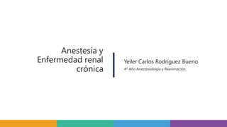 Anestesia y
Enfermedad renal
crónica
Yeiler Carlos Rodríguez Bueno
4º Año Anestesiología y Reanimación.
 