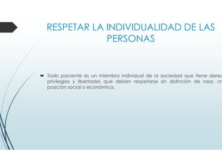 GENERALIDADES
Al principio la práctica de enfermería se englobaba muchos papeles:
Medidas de confort.
Conservación del ambiente higiénico.
Práctica farmacéutica.
Dietista.
Fisioterapeuta.
Asistente social.
La enfermera como administradora de los cuidados cubría todas las necesidad
de cuidados de los usuarios. Desde aquel entonces, ha sucedido una serie
cambios sociales, científicos, tecnológicos, económicos, educativos, y polític
que han modificado las dimensiones de la práctica de enfermería.
 