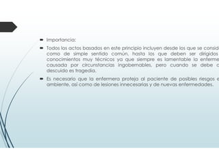 Durante el proceso evolutivo, el hilo conductor que ha permanecido, e
idea que la enfermera se centre en las necesidades totales del usuario.
embargo los factores anteriormente identificados han modificado también
complejidad del sistema del cuidado de la salud. Han surgido disciplin
fisioterapia, servicio social, nutrición que ayudan a cubrir las necesidades
usuario y el papel que desempeñaba como prestadora de servicios auxilia
a pasado a ser gerente de servicios de enfermería y prestadora de servicios
Esto permite a la enfermera a concentrarse en los conocimientos úni
(obtenidos a través de las ciencias naturales, ciencias sociales y humanístic
de enfermería, en la resolución de los problemas del usuario, a través
Proceso de Atención de Enfermería
 