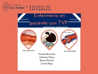 Enfermería en
paciente con TVP 
Teresita Barrientos
Valentina Palma
Romini Richard
Camila Rojas
http://goo.gl/OucfqShttp://goo.gl/uy21NI
 