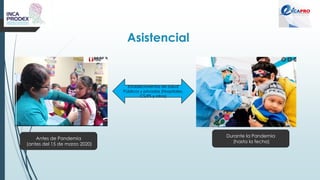 Asistencial
Antes de Pandemia
(antes del 15 de marzo 2020)
Durante la Pandemia
(hasta la fecha)
Establecimientos de Salud
Públicos y privados (Hospitales,
CS/PS y otros)
 
