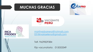 martinezbarrera@hotmail.com
0318mariaelena@gmail.com
Telf. 9629829384
Fijo vacunatorio: 015053349
MUCHAS GRACIAS
 