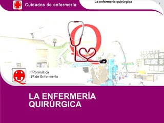 Q
                             La enfermería quirúrgica
    Cuidados de enfermería                              1




                         Q
Q     Informática
      1º de Enfermería




     LA ENFERMERÍA
     QUIRÚRGICA
 