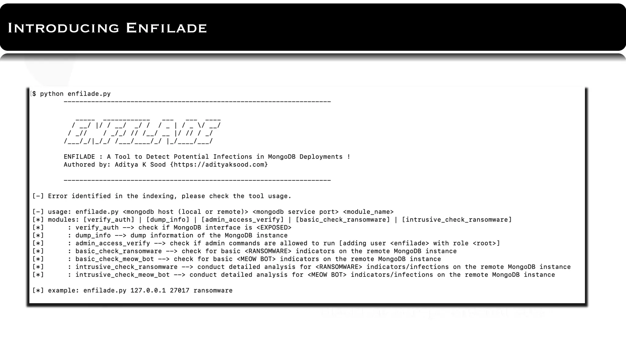 About Tool
Introducing Enfilade
 