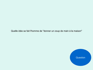 Quelle idée se fait l'homme de "donner un coup de main à la maison" Question 