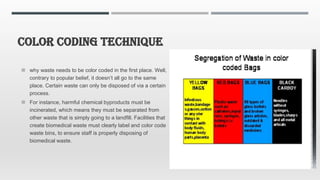 Biomedical Bucket Color Coding BIOMEDICAL WASTE MANAGEMENT AND HANDLING RULES | PPTX
