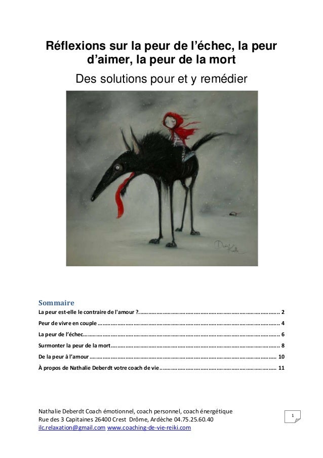 Peur De Lechec Peur Daimer Peur De La Mort En Finir Avec - 