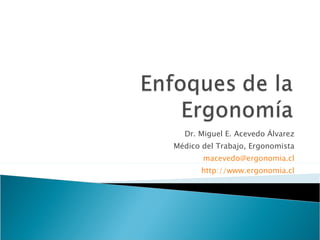 Dr. Miguel E. Acevedo Álvarez Médico del Trabajo, Ergonomista [email_address] http://www.ergonomia.cl 
