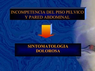 SINTOMATOLOGIA DOLOROSA INCOMPETENCIA DEL PISO PELVICO Y PARED ABDOMINAL 