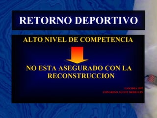RETORNO DEPORTIVO ALTO NIVEL DE COMPETENCIA NO ESTA ASEGURADO CON LA RECONSTRUCCION G.OCHOA 1997 CONGRESO  SCCOT MEDELLIN 