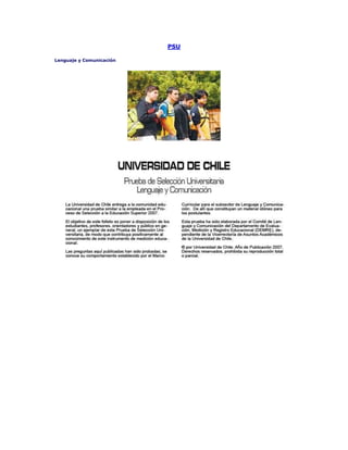 PSU
Lenguaje y Comunicación
 