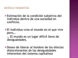 Estimación de la condición subjetiva del individuo dentro de una sociedad en conflicto. El individuo crea el mundo en el que vive pero… …  El mundo es un lugar difícil lleno de desigualdades. Deseo de liberar al hombre de los efectos distorsionantes de las desigualdades inherentes del sistema capitalista 
