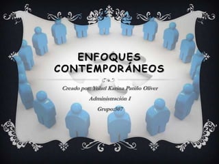 Enfoques Contemporáneos Creado por: Yolatl Karina Patiño Oliver Administración I  Grupo:507 
