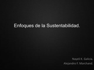 Enfoques de la Sustentabilidad.




                             Nayeli K. Galicia.
                       Alejandro F. Marchand.
 