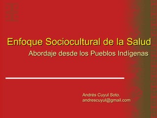 Enfoque Sociocultural de la Salud Abordaje desde los Pueblos Indígenas   Andrés Cuyul Soto. andrescuyul@gmail.com 
