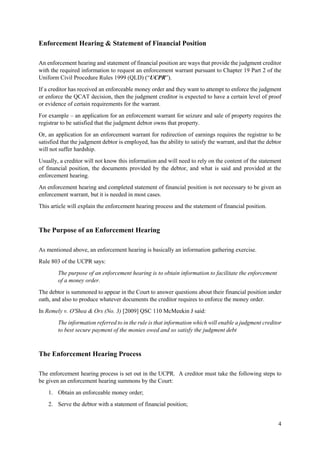Qld Rta Hearing Example Enforcement of Money Orders in Queensland | PDF