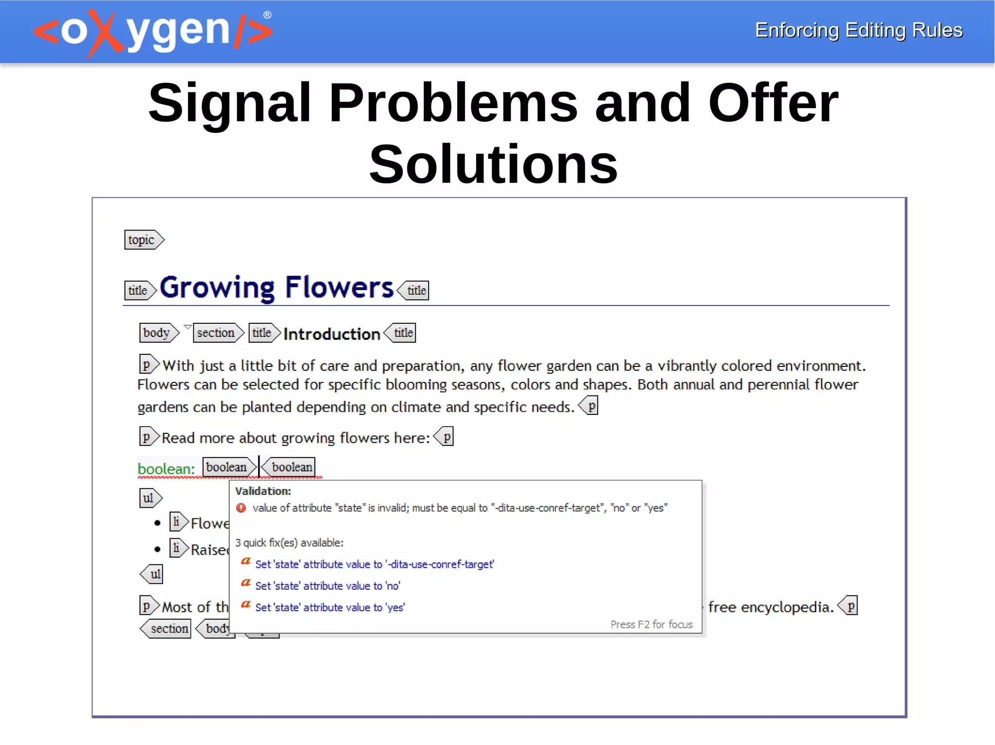 Enforcing Editing RulesEnforcing Editing Rules
Signal Problems and Offer
Solutions
 
