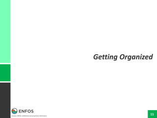 Contains ENFOS confidential and proprietary information.
11
Getting Organized
 